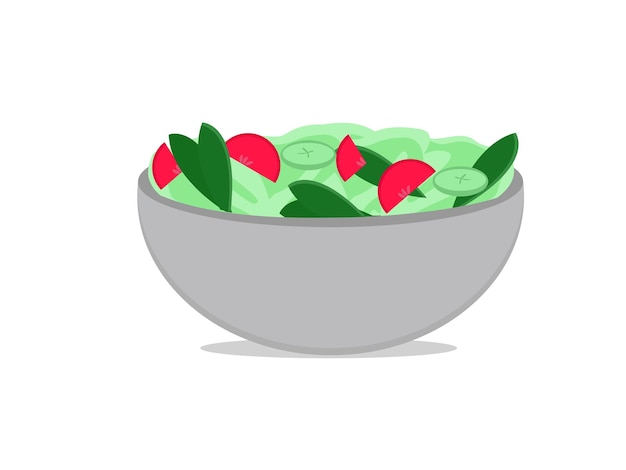 Vector un plato de ensalada de tomate lechuga pepino molesto