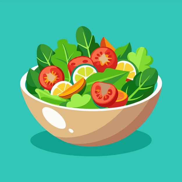 un plato de ensalada con tomate, lechuga y rebanadas de naranja