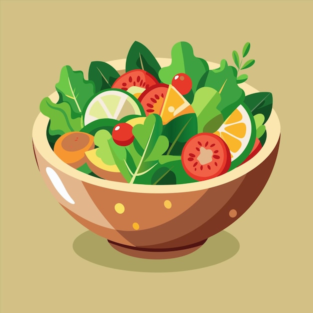 un plato de ensalada con un vegetal de hojas y una rebanada de limón