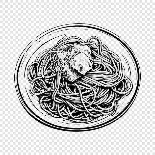Vector plato de espagueti ilustración vectorial de estilo grabado dibujado a mano