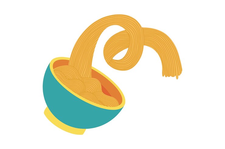 Vector un plato con fideos orientales fideos asiáticos aislados en una ilustración vectorial de fondo blanco