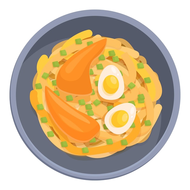 Plato de fideos ramen que se sirve con huevos y pollo