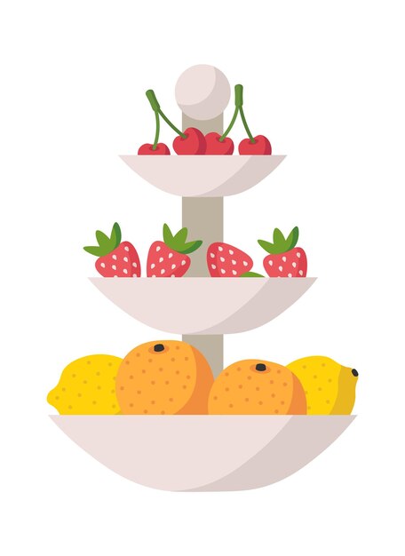 Vector plato con frutas y bayas icono de alimentos ilustración vectorial