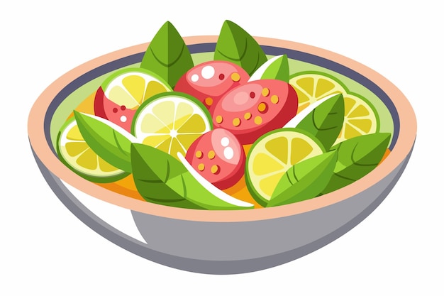 un plato de frutas con limas y limas