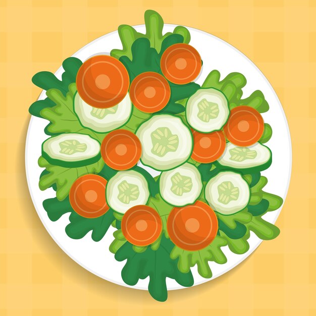 Vector plato con icono de vegetales saludables