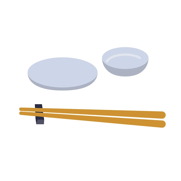Plato y palillos para comer