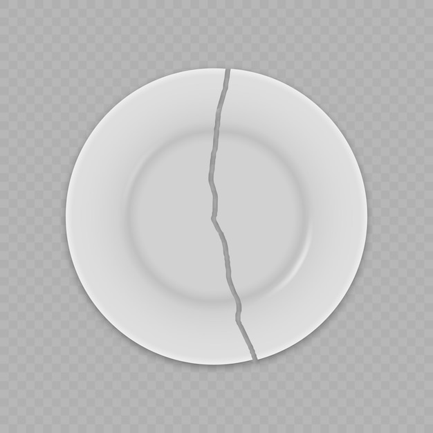 Vector plato de plato roto blanco realista