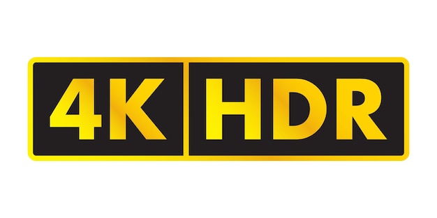 Plato de presentación 4K HDR en icono de color dorado para televisores sobre un fondo blanco