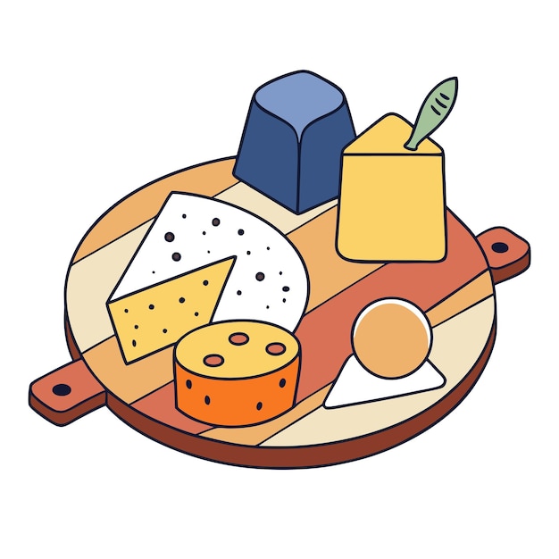 un plato de queso, queso y pan en una mesa