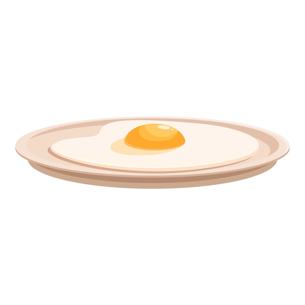 Plato redondo con huevo frito recién cocido para el desayuno