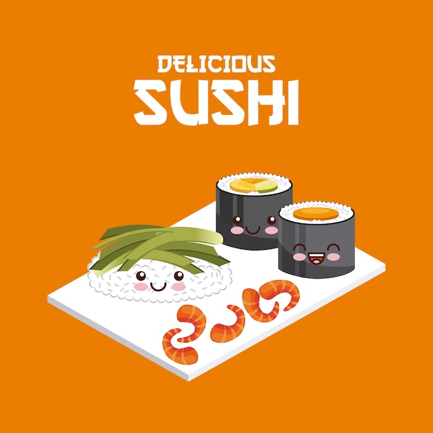 Plato de sushi kawaii