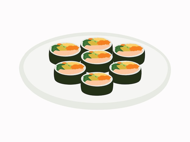 Un plato de sushi con salmón en él