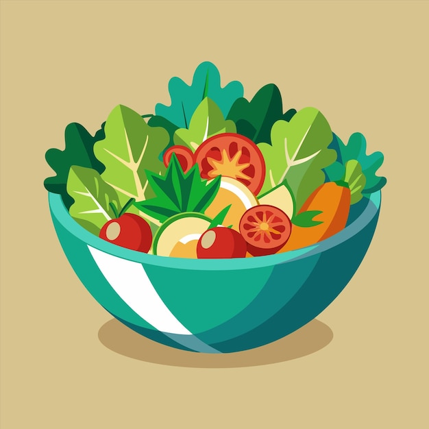 un plato de verduras mixtas incluyendo una ensalada con una imagen de una ensalada