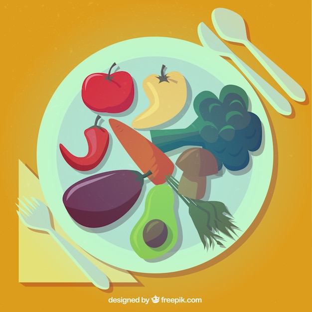 Vector plato con verduras