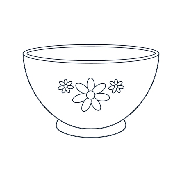 Platos Un cuenco hondo para ensalada con un adorno floral Arte lineal