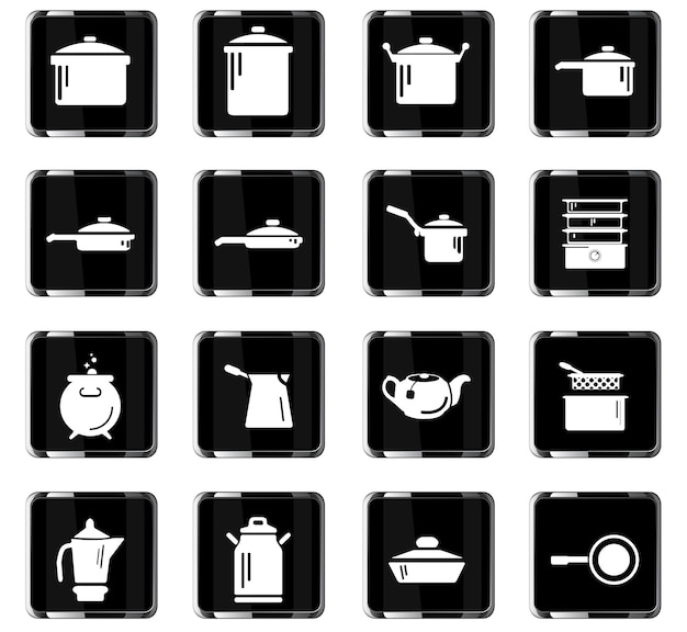 Platos iconos vectoriales para el diseño de la interfaz de usuario