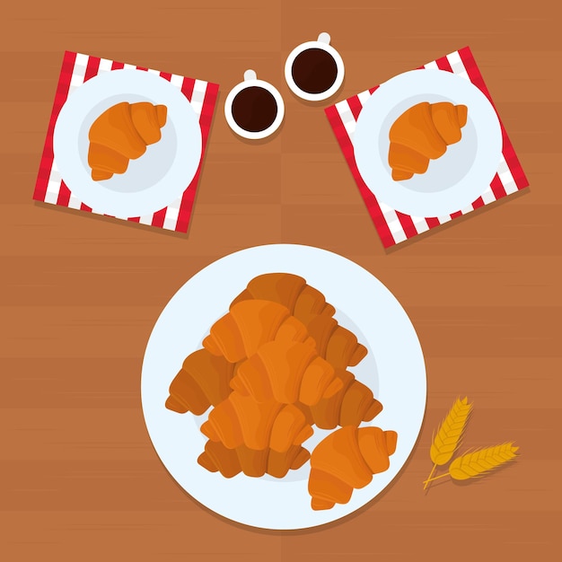 Platos con ilustración de croissants