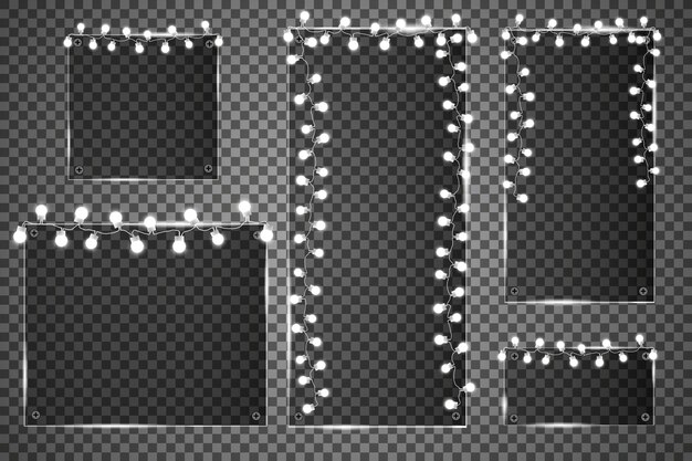 Platos de vidrio con juego de guirnaldas de luz