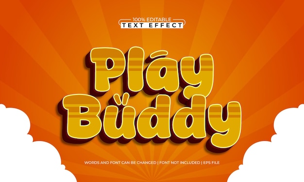 play buddy efecto de texto editable con un estilo de texto de juego y niños