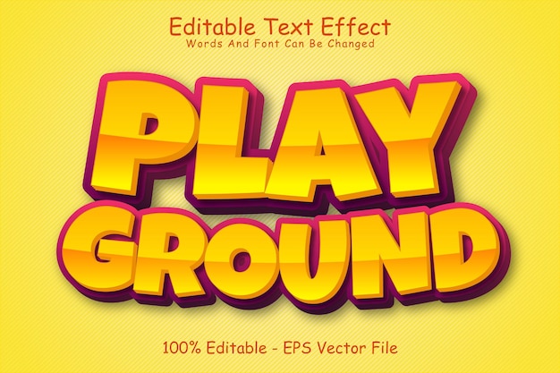 Play Ground Editable Text Effect 3 Dimension Relieve Estilo de dibujos animados