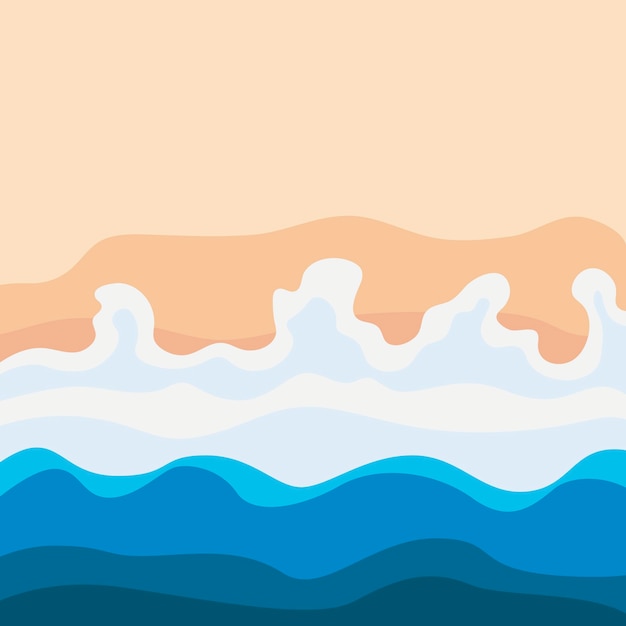 Playa de arena Ilustración vectorial pintura de olas y arena