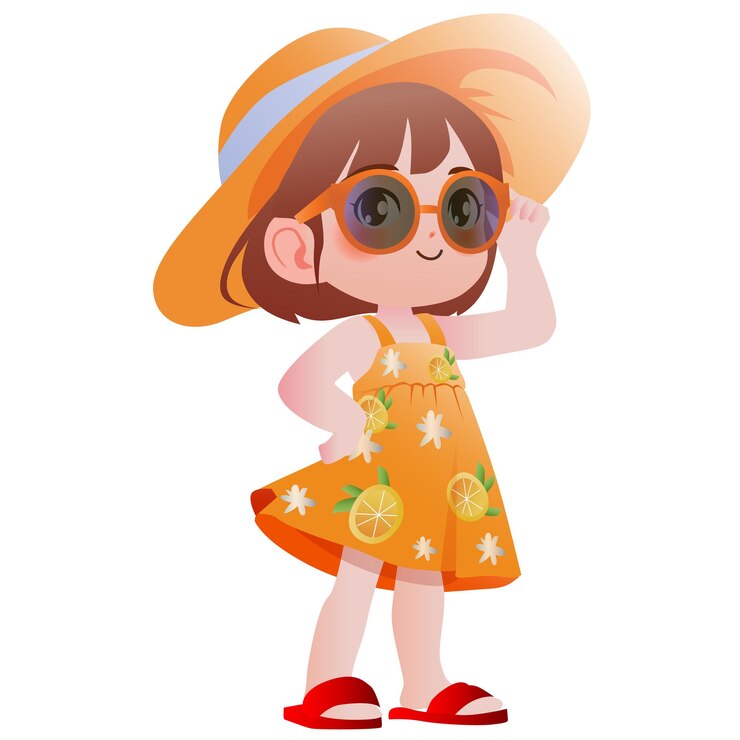 playa de dibujos animados de chicas de verano