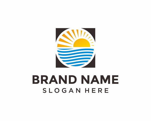 Playa con diseño de logo de sol