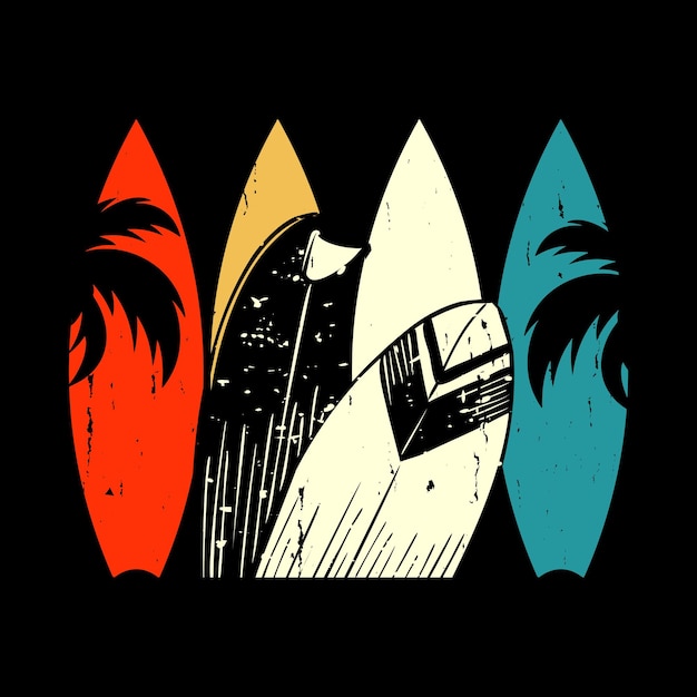 Playa divertida Vacaciones de verano Retro Vintage Surf Surfer Lover Diseño de camiseta de verano