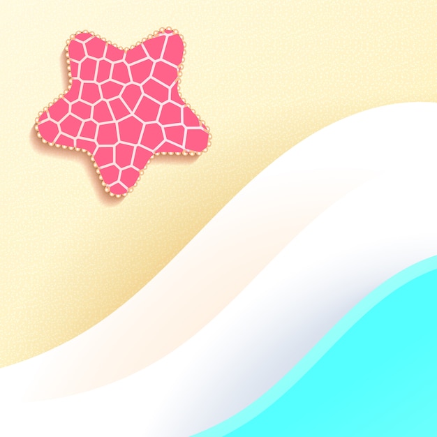 Vector playa con ilustración de vector de estrellas de mar de arena olas de mar verano