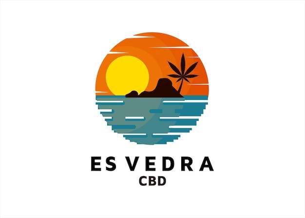 playa isla es vreda lugar turismo mar logo diseño plantilla ilustración