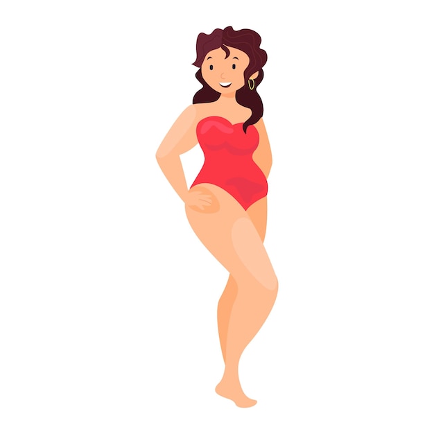 Vector playa mujer icono plano color vector elemento de playa