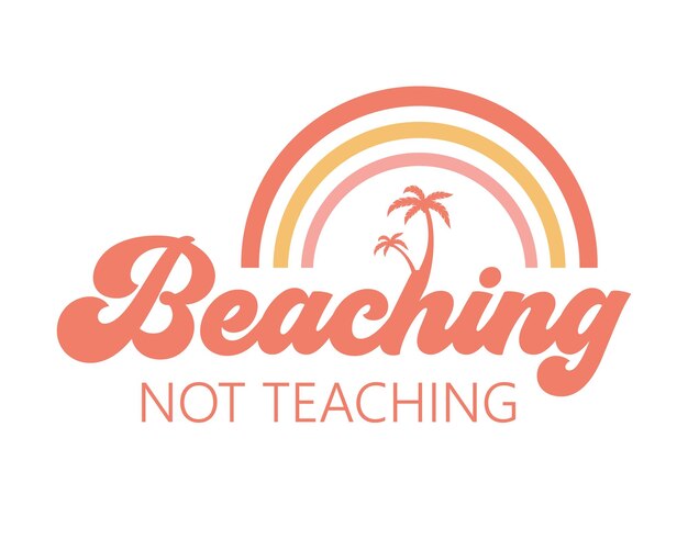 La playa no enseña divertida maestra playa cita letras retro arte boho en fondo blanco