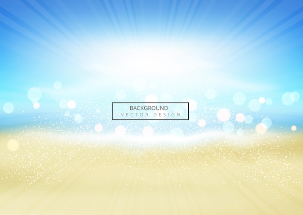 una playa con un sol brillando en el cielo y una playa en el fondo
