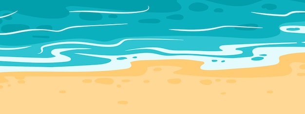 Playa tropical con olas del océano paraíso natural playa de arena ilustración vectorial plana en blanco