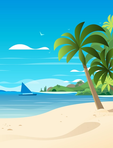 Playa tropical vacía vista al mar destino de vacaciones en el mar concepto de viaje de vacaciones en el océano
