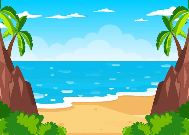Playa vector ilustración plana estilo de dibujos animados