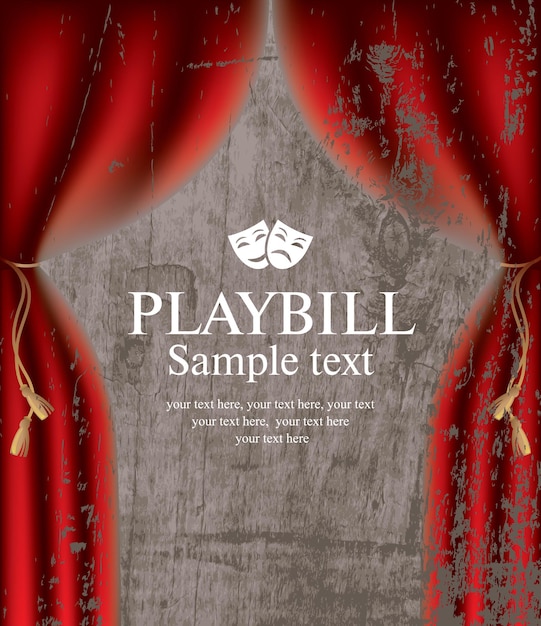 Playbill con backstage de textura de madera