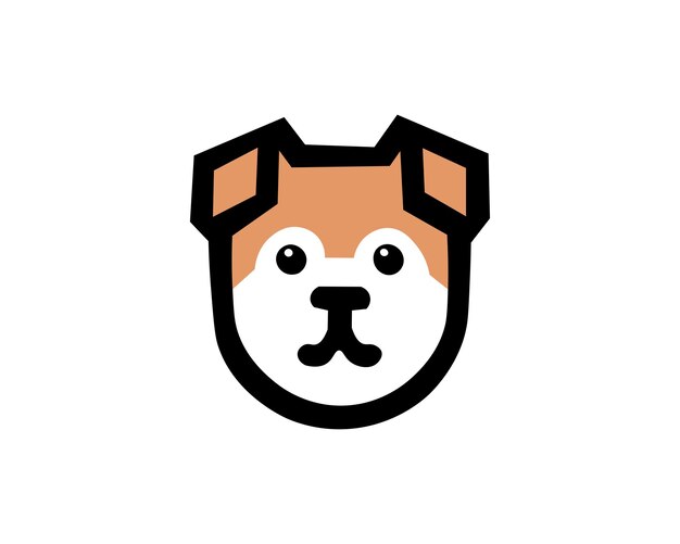 Playful minimalist dog head icon for pet branding
