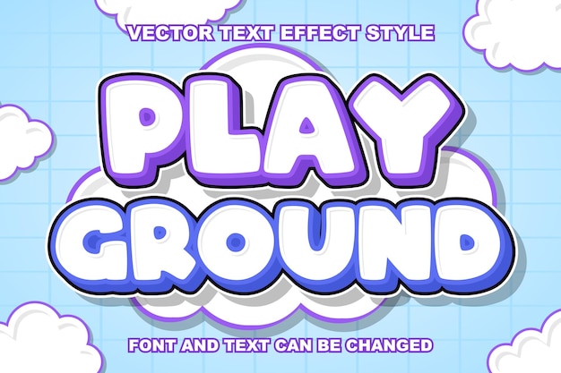 Playground kids play logo 3d plantilla de estilo de fuente de efecto de texto editable