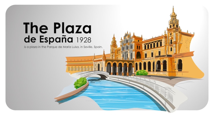 Vector la plaza de españa. plaza en españa dibujo vectorial.