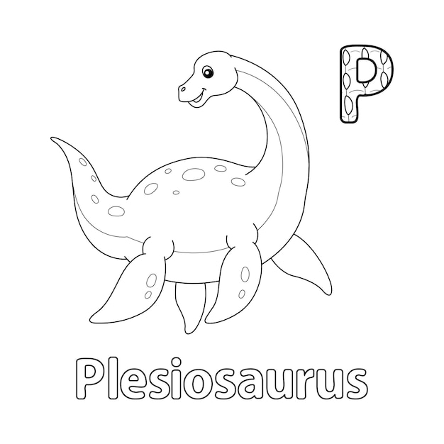 Plesiosaurio alfabeto dinosaurio abc para colorear p