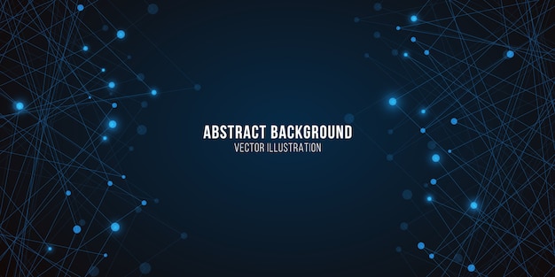 Plexo luminoso geométrico. Abstact futurista. Estructura molecular azul brillante