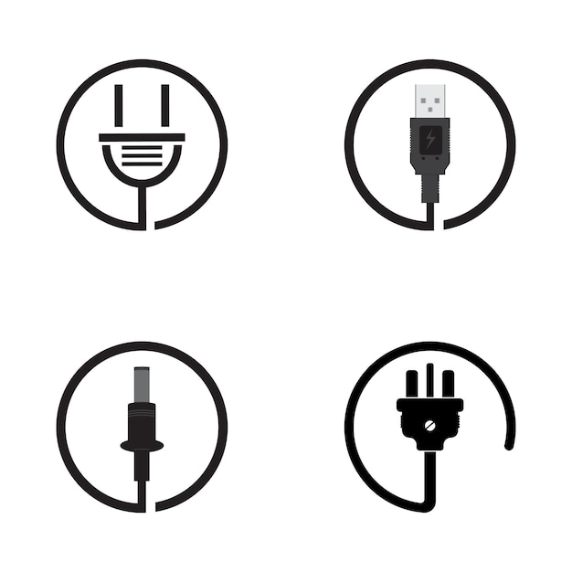 Plugin eléctrico icono logo vector diseño plano