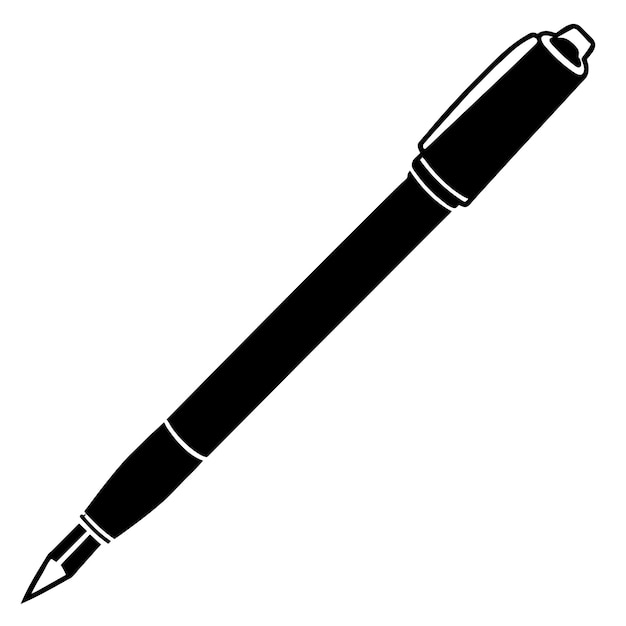 una pluma con un contorno negro de una pluma sobre un fondo blanco