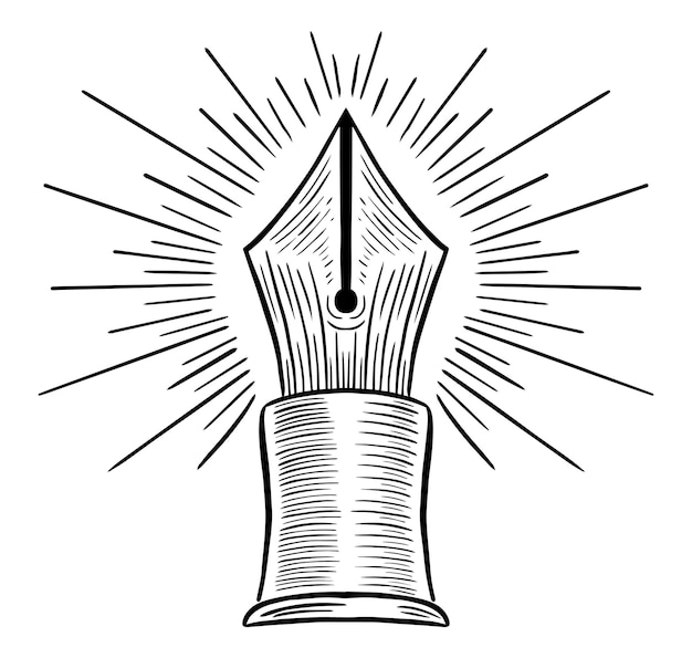 pluma de educación dibujada a mano grabado boceto dibujo vectorial