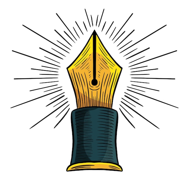 pluma de educación dibujada a mano grabado boceto dibujo vectorial