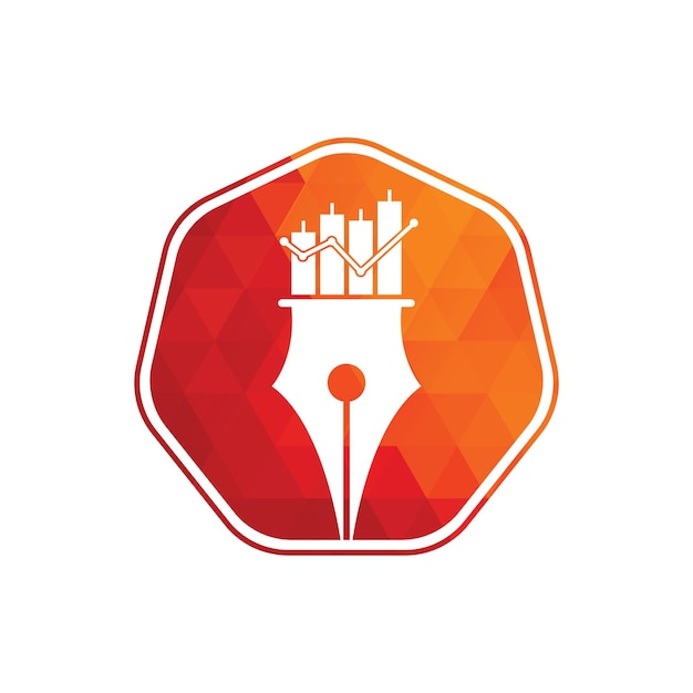 Pluma finanzas logo diseño icono vector pluma gráfico o educación financiera vector logo plantilla
