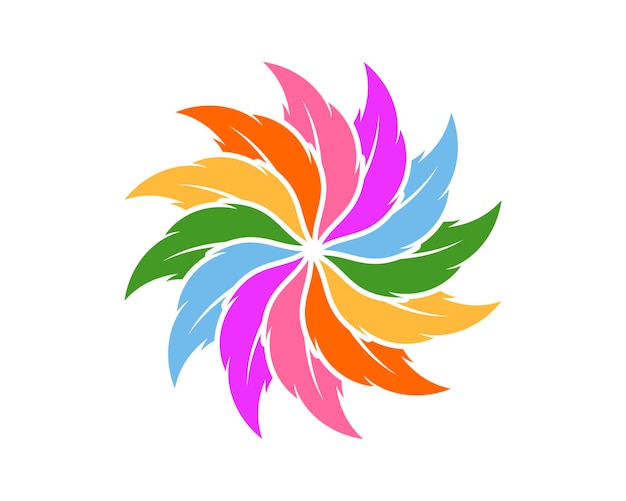 Pluma con forma de flor de colores