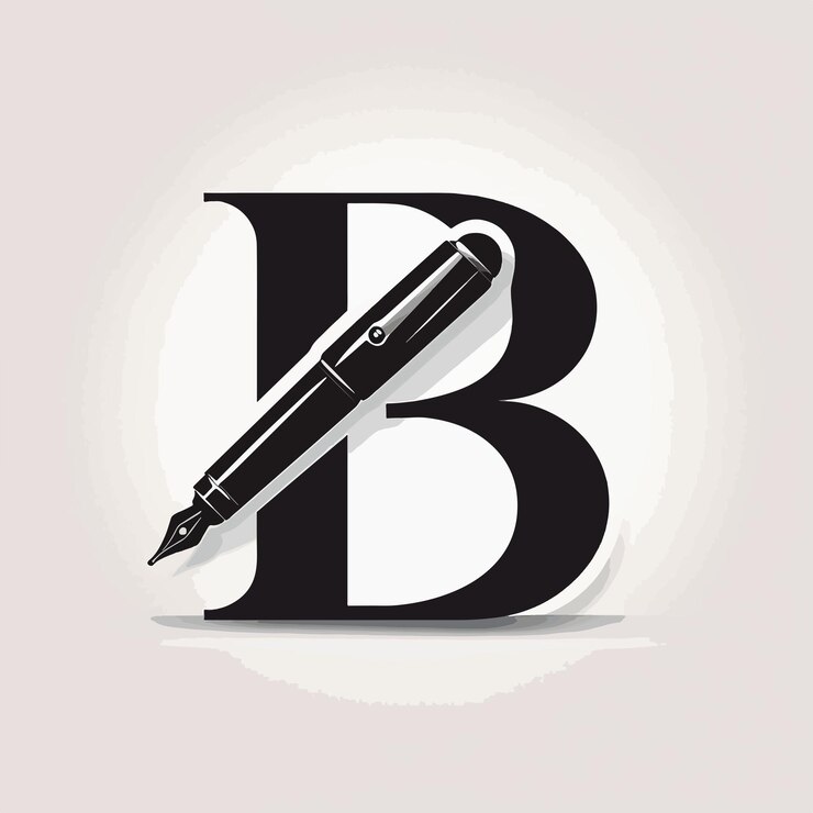 Vector pluma y letra b vector del logotipo plano