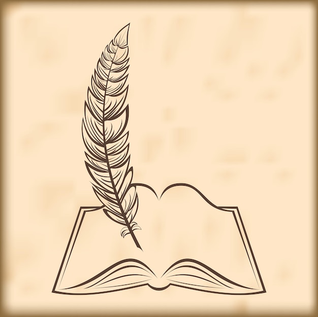 Pluma y libro abierto vectorial